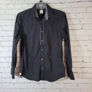 Guild Rare Rabbit Men's‎ Long Sleeve Black Button Up Shirt, Size M